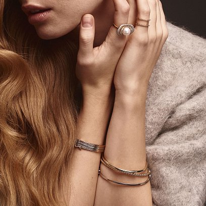 Жесткий браслет из белого золота б01127 №6