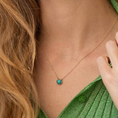 Золотое колье (бирюза, бриллианты) колб0126sc №5