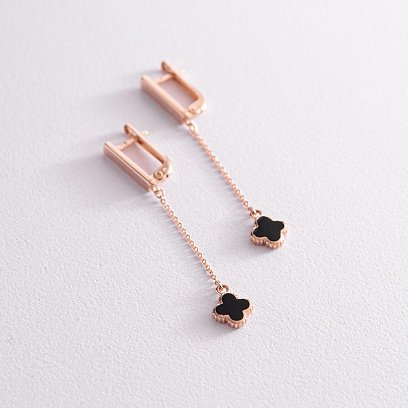 Золоті сережки "Конюшина" з емаллю 400273E