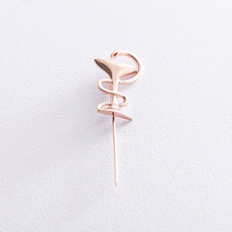 ﻿Медичний значок "Чаша зі змією" в червоному золоті зак00305 від ювелірного магазину Онікс - 1