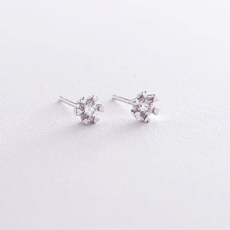 Золотые серьги - пусеты с бриллиантами "Сердечки" сб0084ca от ювелирного магазина Оникс