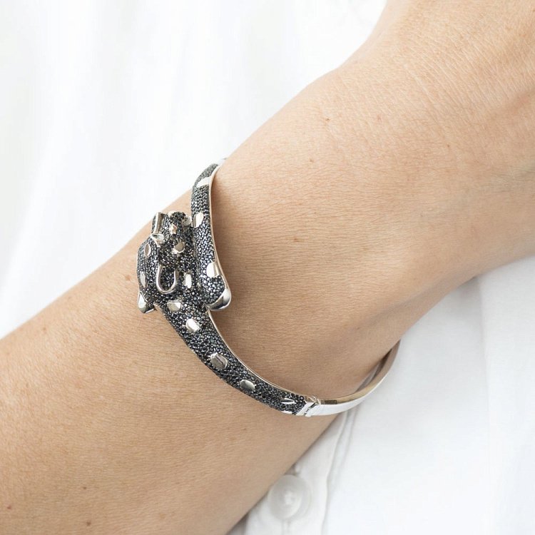 Золотой браслет "Пантера" (фианиты) б03932 от ювелирного магазина Оникс - 4