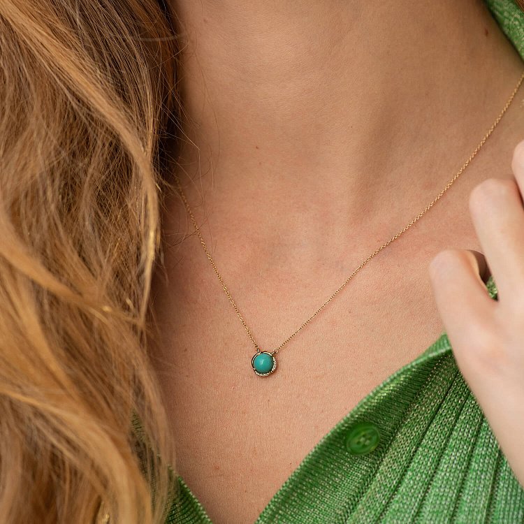 Золотое колье (бирюза, бриллианты) колб0126sc от ювелирного магазина Оникс - 4