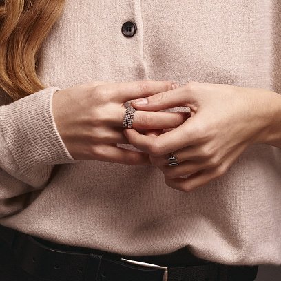 Кольцо "Рейчел" с шариками (белое золото) к07356 №10