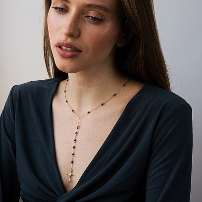 Золотое колье с крестиком (фианит) кол01483 №3