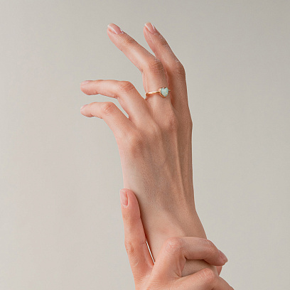 Кольцо "Сердечко" с опалом (желтое золото) К08312 №2