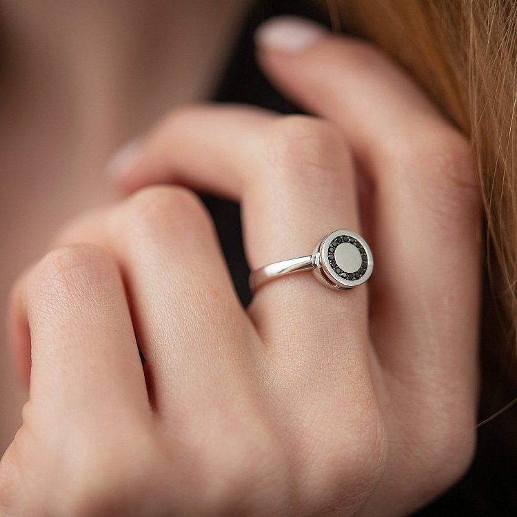 Золота каблучка з чорними діамантами 234521122 від ювелірного магазину Онікс - 6