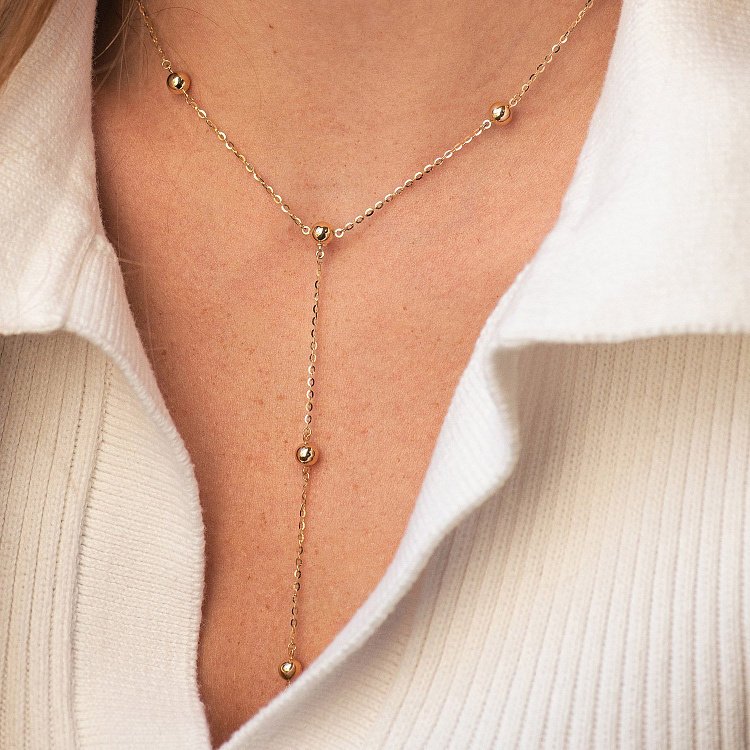 Колье 2 в 1 "Шарики" в желтом золоте кол02473 от ювелирного магазина Оникс - 5