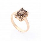 Золотое кольцо (дымчатый кварц, фианиты) к02123 от ювелирного магазина Оникс