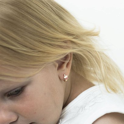 Дитячі золоті сережки "Квіточки" з емаллю с02159 №4