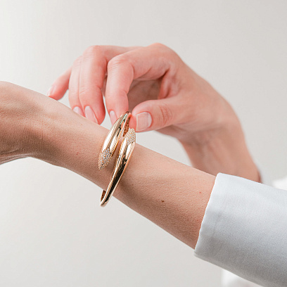 Жорсткий браслет "Rosemarie" у жовтому золоті (фіаніти) б05601 №6