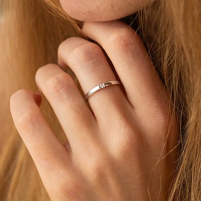 Кольцо с бриллиантом в белом золоте кб0553м №2