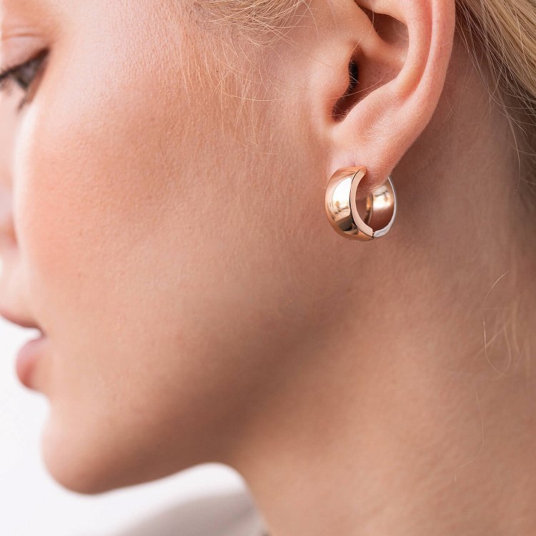 Золоті сережки - кільця без каменів с05885 від ювелірного магазину Онікс - 2