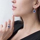Золоті сережки "Клевер" з синіми сапфірами і діамантами E00706mi от ювелирного магазина Оникс - 5