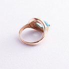 Золотое кольцо (фианиты, голубой топаз) к05442 от ювелирного магазина Оникс - 2