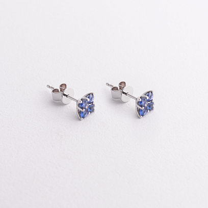 Золотые серьги - пусеты (бриллианты, сапфиры) сб0622lg №2