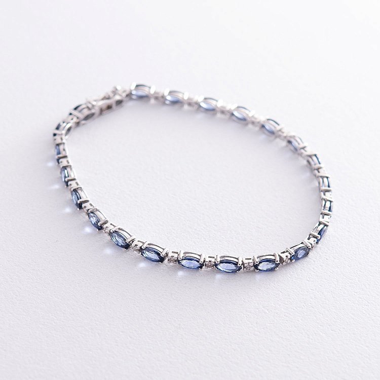 Золотой браслет с сапфирами и бриллиантами Б-1 от ювелирного магазина Оникс