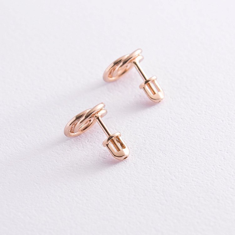 Сережки - пусети "Захоплення" в червоному золоті с06922 від ювелірного магазину Онікс - 2