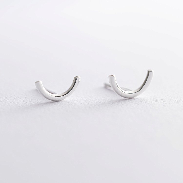 Срібні сережки - пусети "Дуга" 122844 від ювелірного магазину Онікс - 10