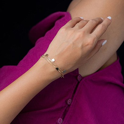 Браслет "Сердечки" в желтом золоте б04501 №4