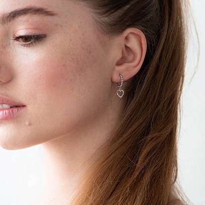 Сережки "Сердечки" в білому золоті с05940 №3