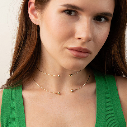 Колье - чокер "Demi" (желтое золото) с шариками кол02614 №7