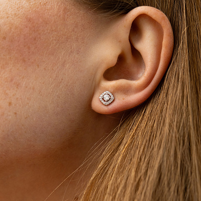 Золоті сережки - пусети з діамантами сб0574ca №4