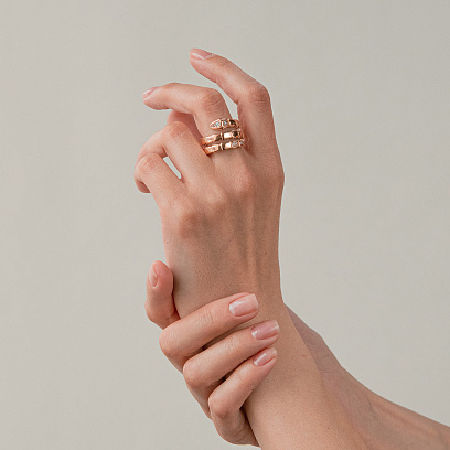 Кольцо "Змея" в красном золоте (фианиты) к08304 №4