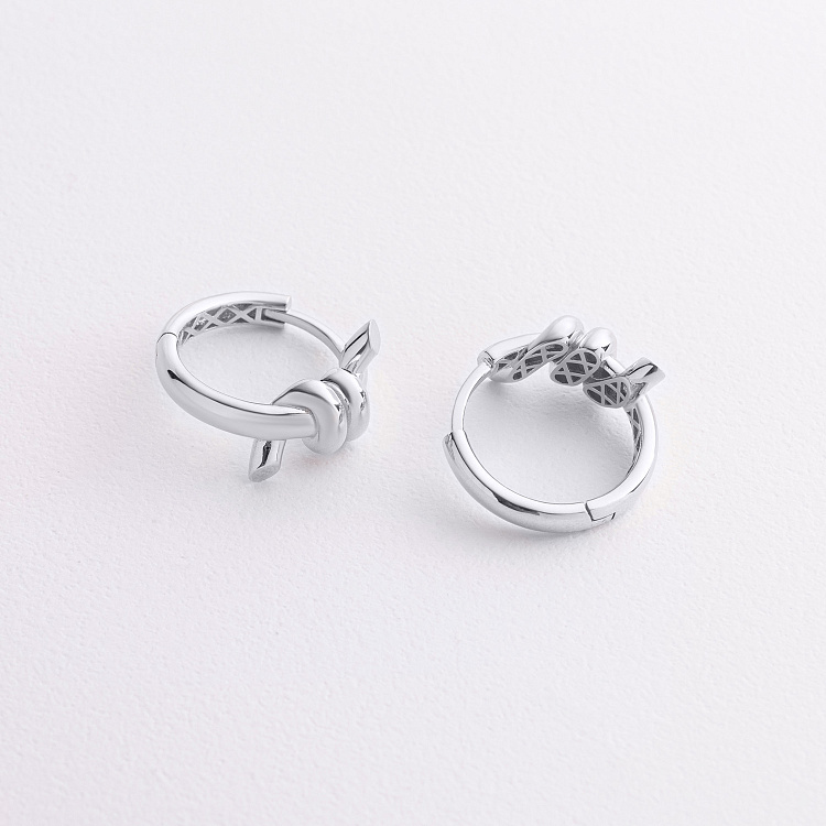 Серьги - кольца "Brigitte" в белом золоте с09562 от ювелирного магазина Оникс - 1