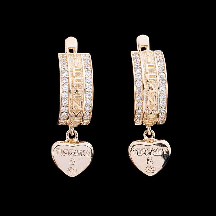 Золоті сережки з фіанітами с04252 від ювелірного магазину Онікс - 1