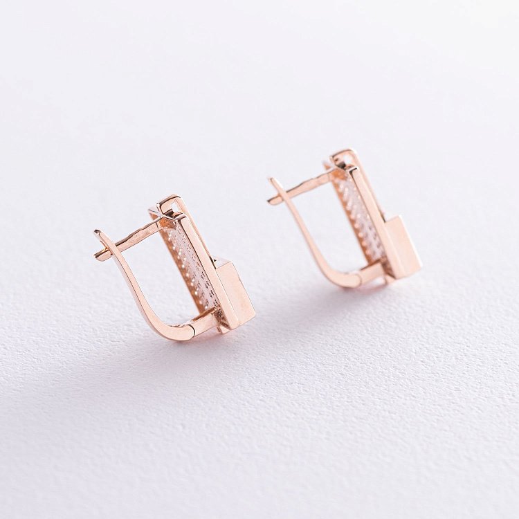 Золотые серьги с фианитами с06271 от ювелирного магазина Оникс - 2