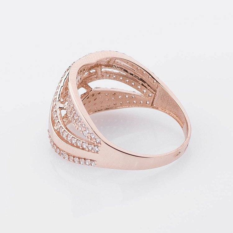 Ексклюзивна золота каблучка з фіанітами к04202 від ювелірного магазину Онікс - 2