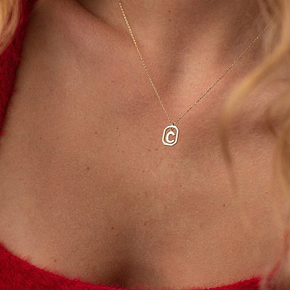 Колье с буквой "С" в желтом золоте кол02463С №4