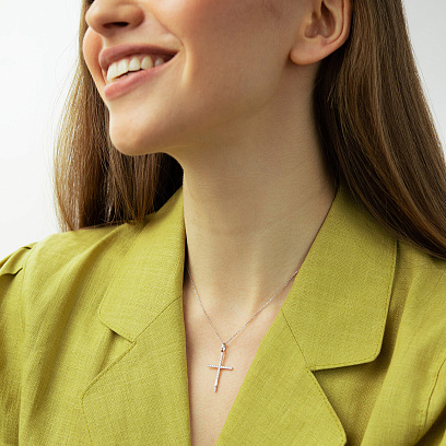 Золотое колье "Крестик" с бриллиантами колб0183va №2