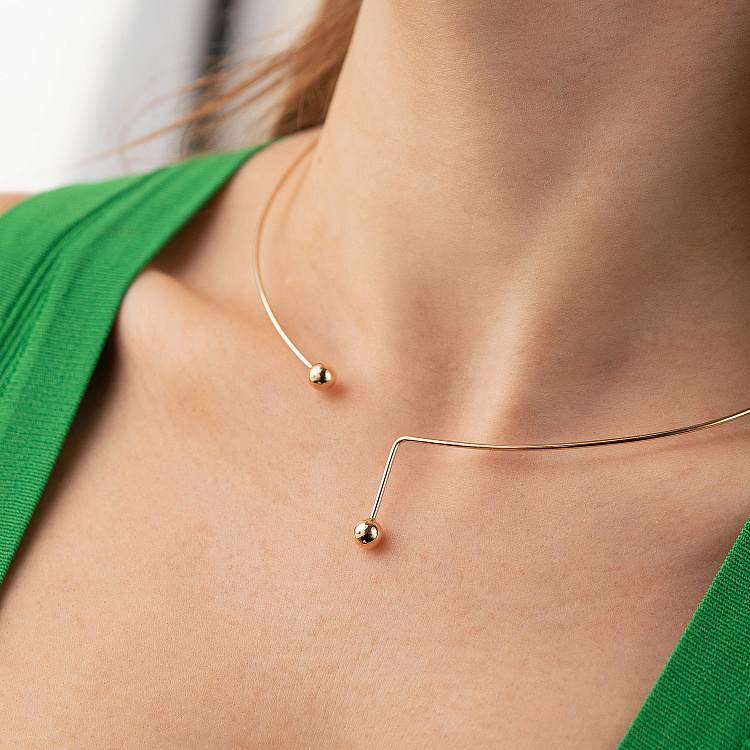 Колье - чокер "Ariana" (красное золото) с шариками кол02603 от ювелирного магазина Оникс - 5