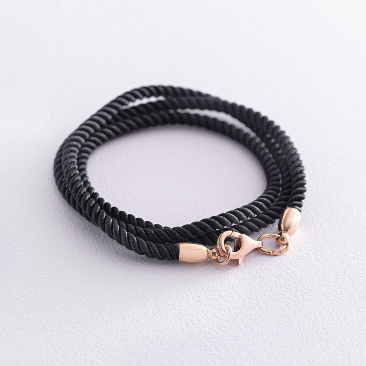 Шелковый шнурок с гладкой золотой застежкой (3мм) кол00938 от ювелирного магазина Оникс