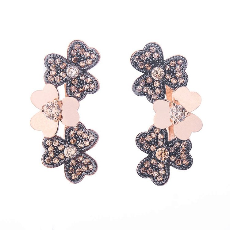 Золотий перстень з квіточками (фіаніт) к06220 - 3 Золотий перстень з квіточками (фіаніт) к06220 від ювелірного магазину Онікс - 3