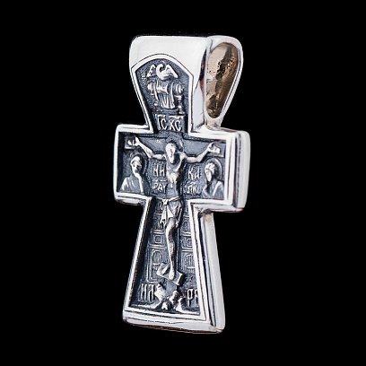 Серебряный крест "Распятие. Богоявление"(чернение) 13141 №6
