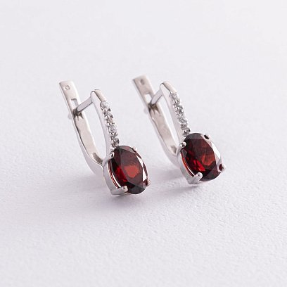 Серебряные серьги с пиропом и фианитами 2923/9р-GARN