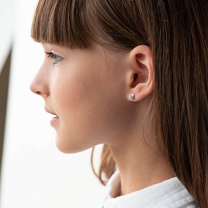 Срібні сережки - пусети з фіанітами 121787 №2