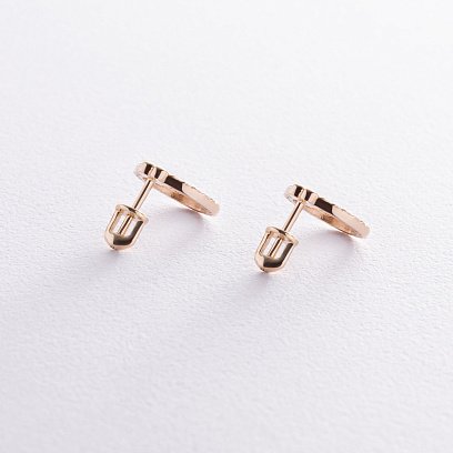 Сережки - пусети "Сердечки" з фіанітами (жовте золото) с08466 №5