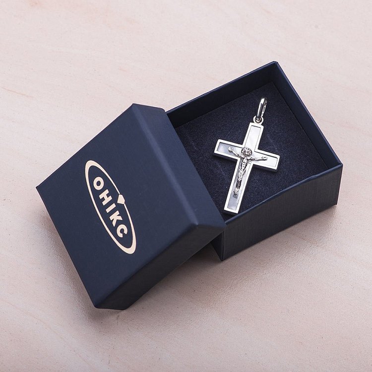 Серебряный крестик с перламутром 131154 от ювелирного магазина Оникс - 2