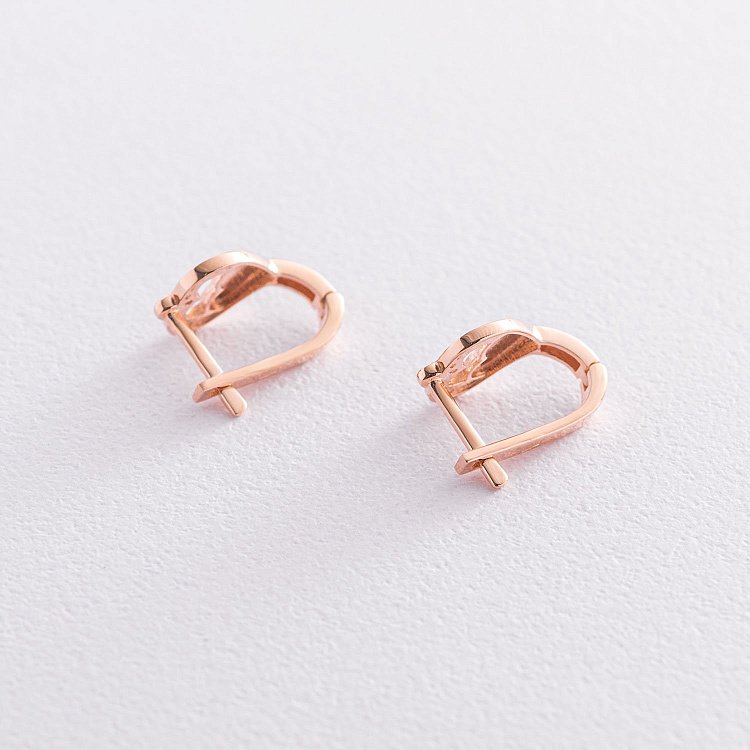 Золоті сережки "Сердечка" (фіаніти) с07387 від ювелірного магазину Онікс - 2