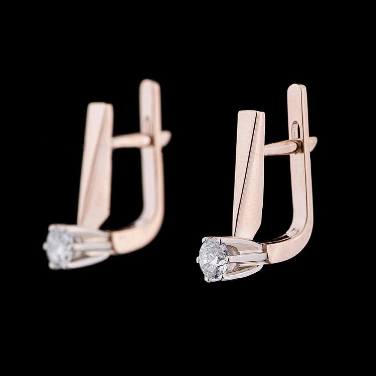 Золотые серьги с бриллиантами е0462к от ювелирного магазина Оникс - 1