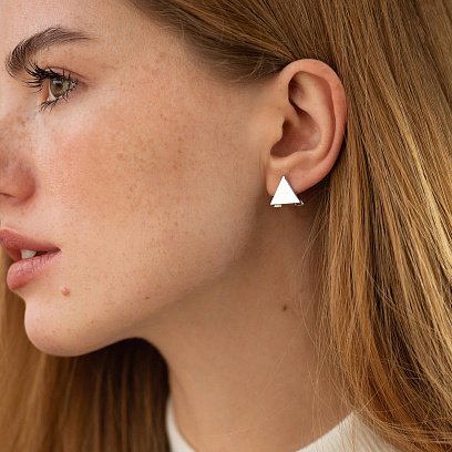 Сережки "Трикутники" (біле золото) с07013 №5