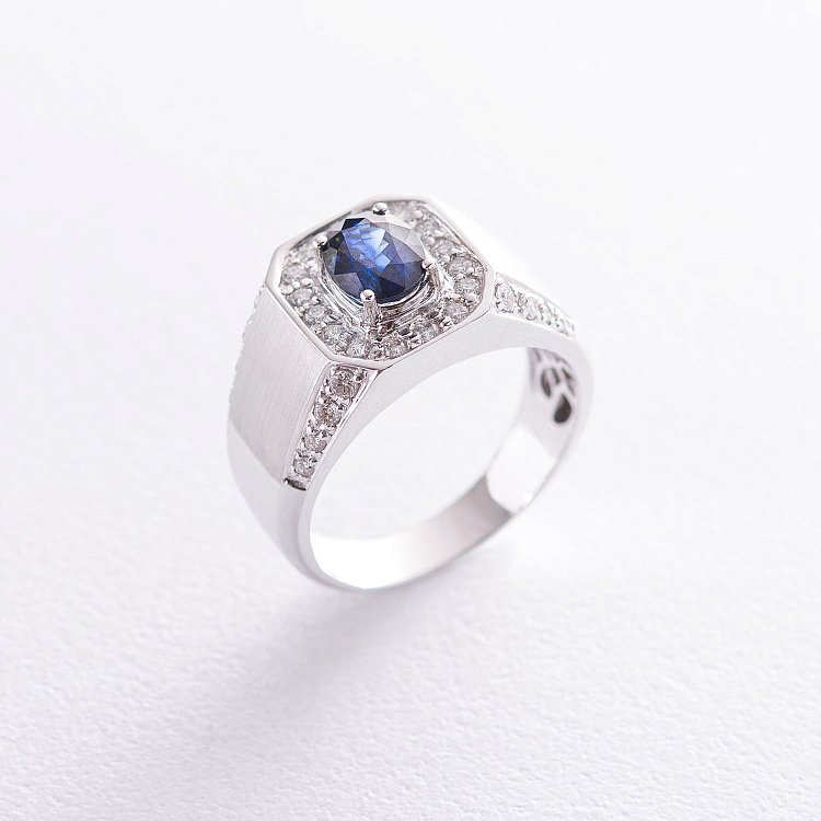 Золота печатка (сапфір, діамант) кб0112da від ювелірного магазину Онікс