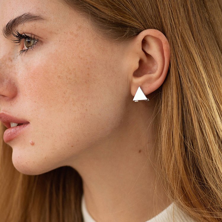 Сережки "Трикутники" (біле золото) с07013 від ювелірного магазину Онікс - 5