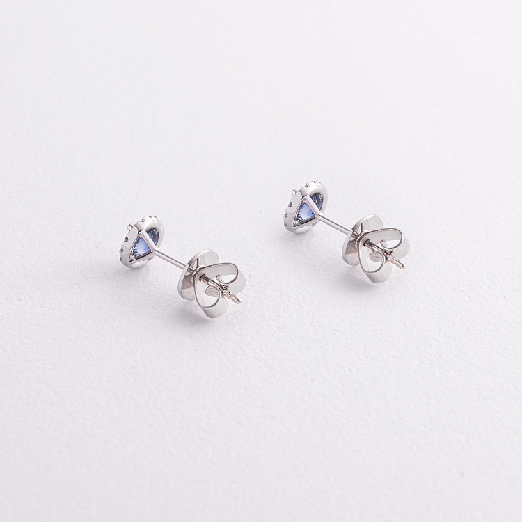 Золотые серьги - пусеты (бриллианты, сапфиры) сб0612mi от ювелирного магазина Оникс - 2