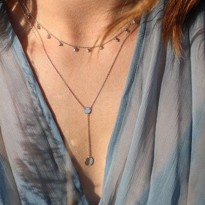 Подвійне золоте кольє "Дуальність" з фіанітами кол01388 №7