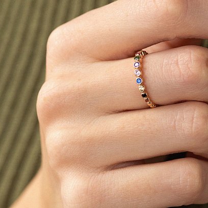 Каблучка з різнокольоровими фіанітами (червоне золото) к07133 №8